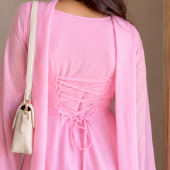 Women's Pastel Pink 3-Piece Kurta Palazzo Set with Dupatta