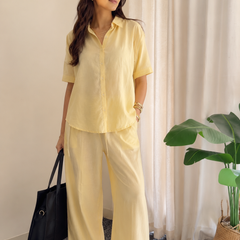 Women's Butter Yellow Shirt & Trouser Co-Ord Set