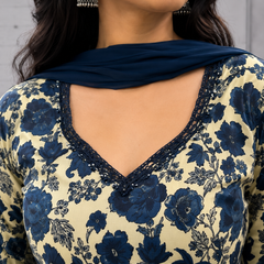 Navy Floral Farsi Suit Set