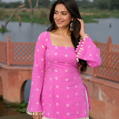 Pink Bandhani-Inspired Top
