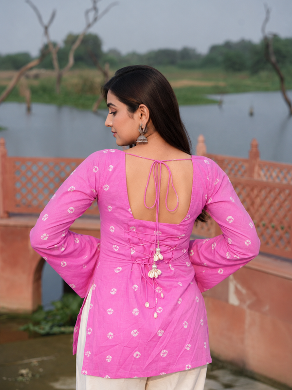 Pink Bandhani-Inspired Top