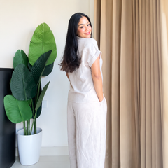 Beige Rayon Cotton Co-ord Set