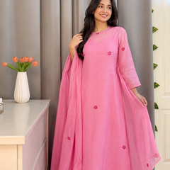 Pink Embroidered Kurta Set