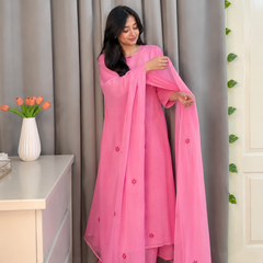 Pink Embroidered Kurta Set