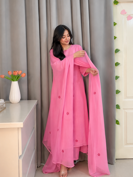 Pink Embroidered Kurta Set