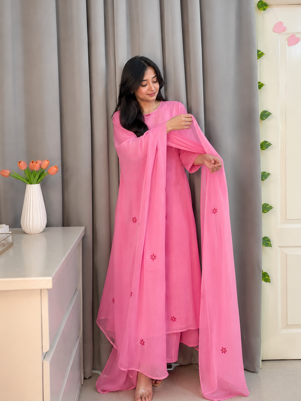 Pink Embroidered Kurta Set