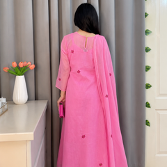 Pink Embroidered Kurta Set