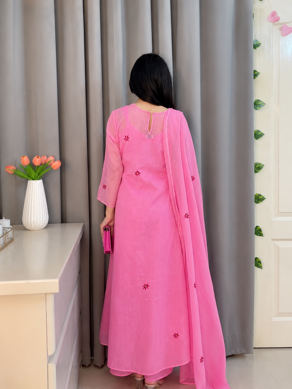 Pink Embroidered Kurta Set