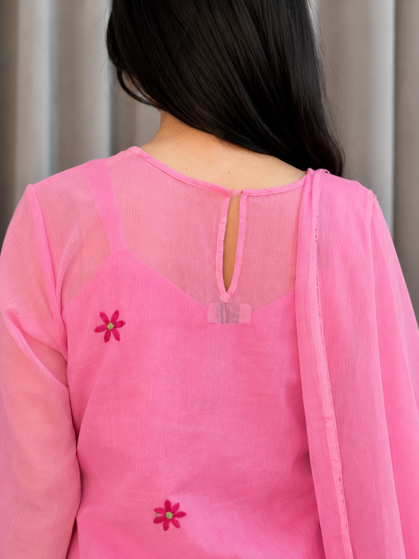 Pink Embroidered Kurta Set