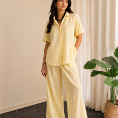 Women's Butter Yellow Shirt & Trouser Co-Ord Set