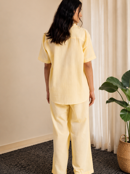 Women's Butter Yellow Shirt & Trouser Co-Ord Set