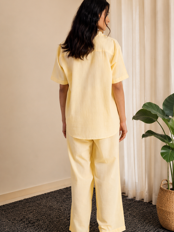 Women's Butter Yellow Shirt & Trouser Co-Ord Set