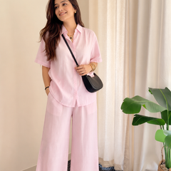 Women's Blush Pink Shirt & Trouser Co-Ord Set