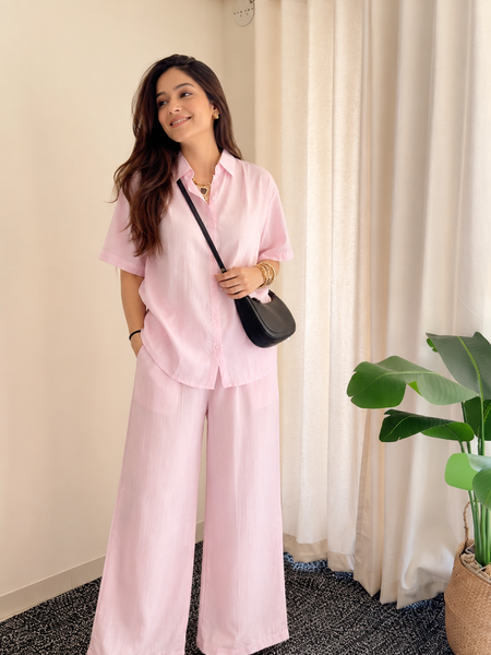 Women's Blush Pink Shirt & Trouser Co-Ord Set