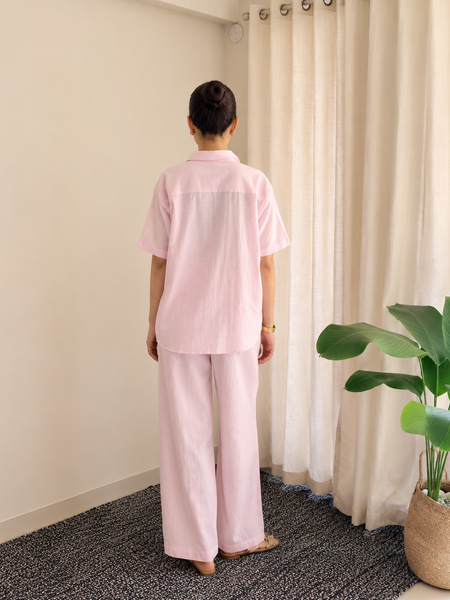 Women's Blush Pink Shirt & Trouser Co-Ord Set