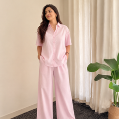 Women's Blush Pink Shirt & Trouser Co-Ord Set