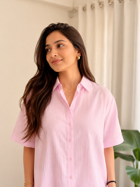 Women's Blush Pink Shirt & Trouser Co-Ord Set