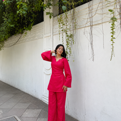 Women's Crimson Red Cotton Kurta Set with Straight Pants – Sweetheart Neck