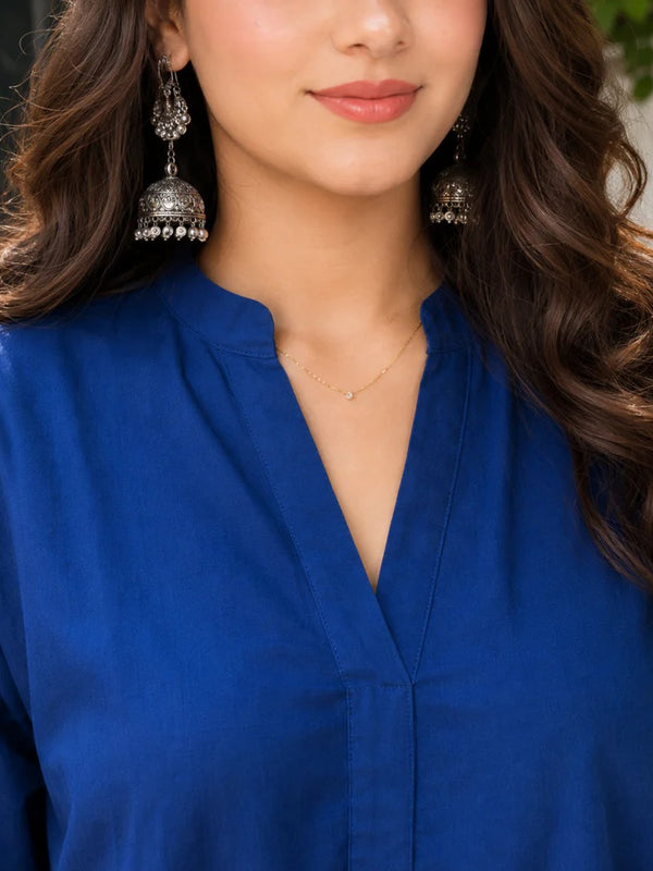 Royal Blue Relaxed-Fit Co-Ord Set for Women