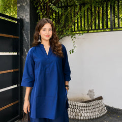 Royal Blue Relaxed-Fit Co-Ord Set for Women